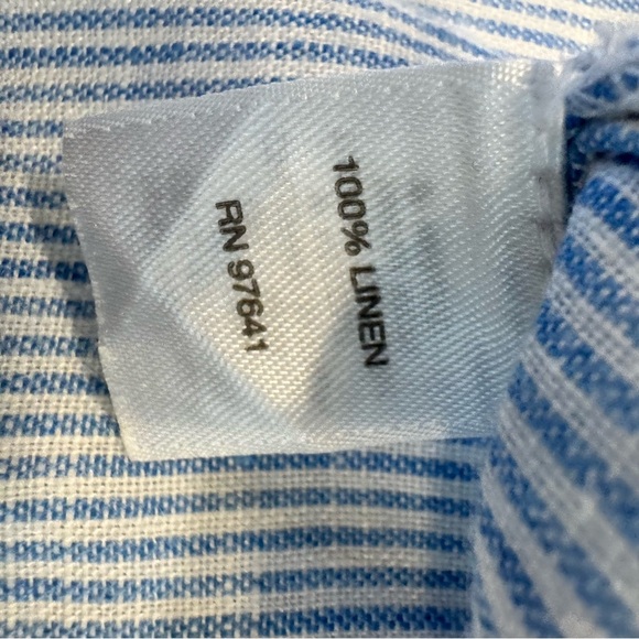 J Jill Love Linen Tunic Top Womens Size S Shirt Blue White Stripe 3/4 Sleeve - Picture 7 of 7